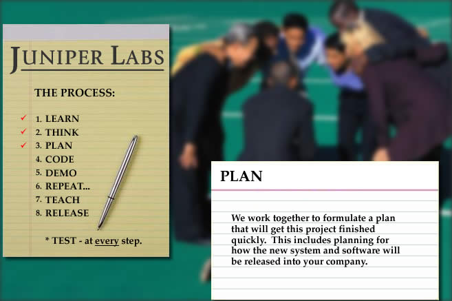 We work together to formulate a plan that will get this project finished quickly.  This includes planning for how the new system and software will be released into your company.